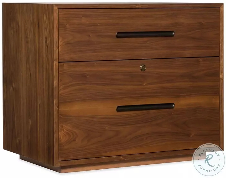 Lateral File Cabinet, Beveled Framing, Medium Brown, Two Drawer Lateral