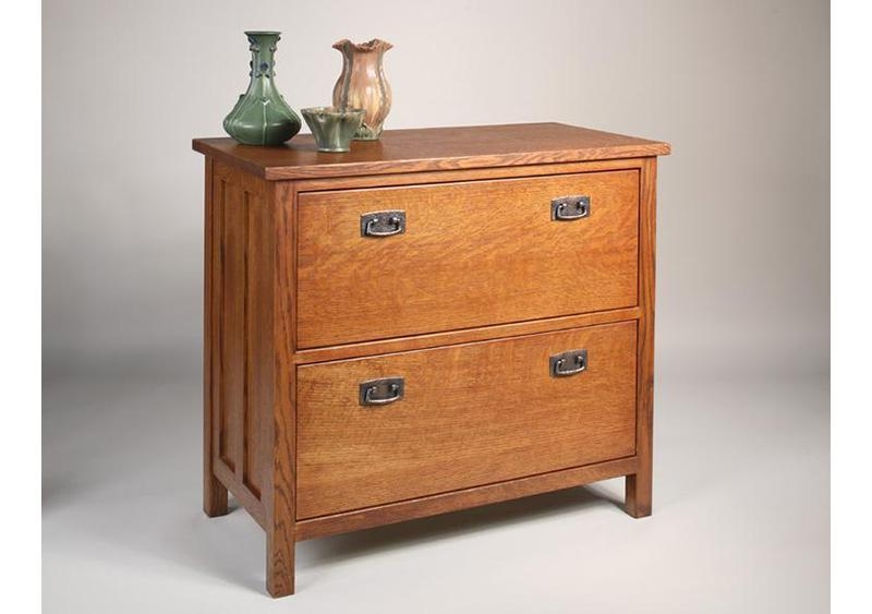Lateral File Cabinet Craftsman Style with Dark Ring Pulls