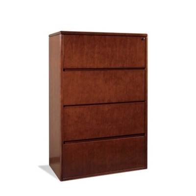 Lateral File Cabinet Dark Cherry Finish Four Drawer Executive
