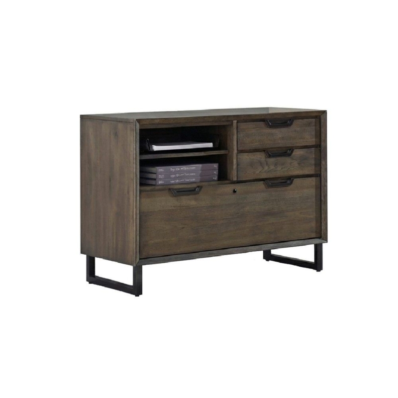 Lateral File Cabinet Fossil Finish Slim Hardware Wide Drawers Modern
