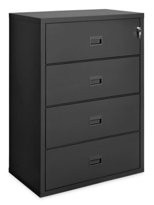 Lateral File Cabinet Four Drawer Matte Metal Industrial Office Storage