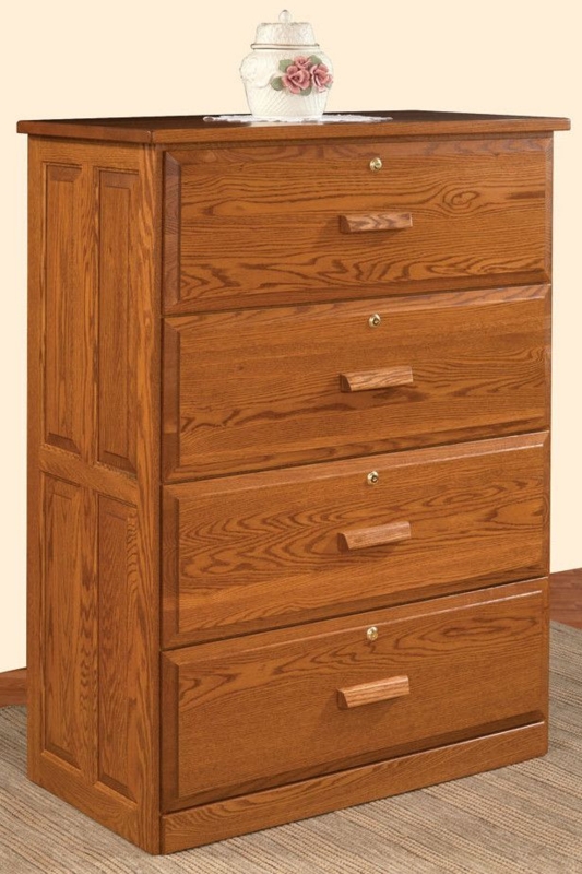 Lateral File Cabinet Four Tier with Raised Panel Drawers