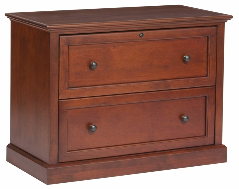 Lateral File Cabinet Glazed Antique Cherry with Plinth Base