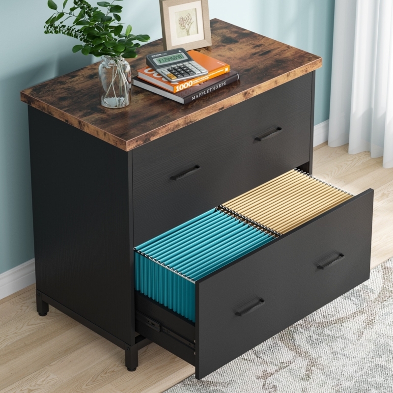 Lateral File Cabinet Matte Finish Integrated Pulls Square Legs Modern