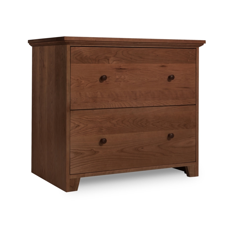 Lateral File Cabinet Natural Walnut Shaker Panels Wooden Knobs