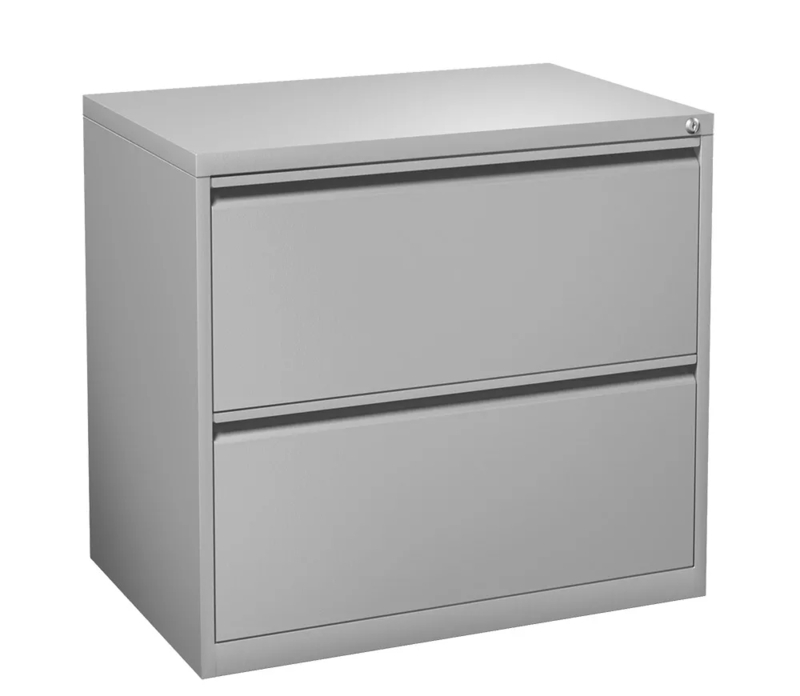 Lateral File Cabinet Silver Finish Recessed Handles Modern Storage