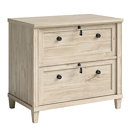 Lateral File Cabinet Weathered Light Oak Wood Toned Transitional Style
