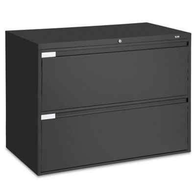 Lateral File Cabinet: Wide Profile Putty Gray with Recessed Handles