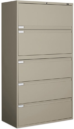 Lateral File Cabinet with Five Drawers and Integrated Label Holders
