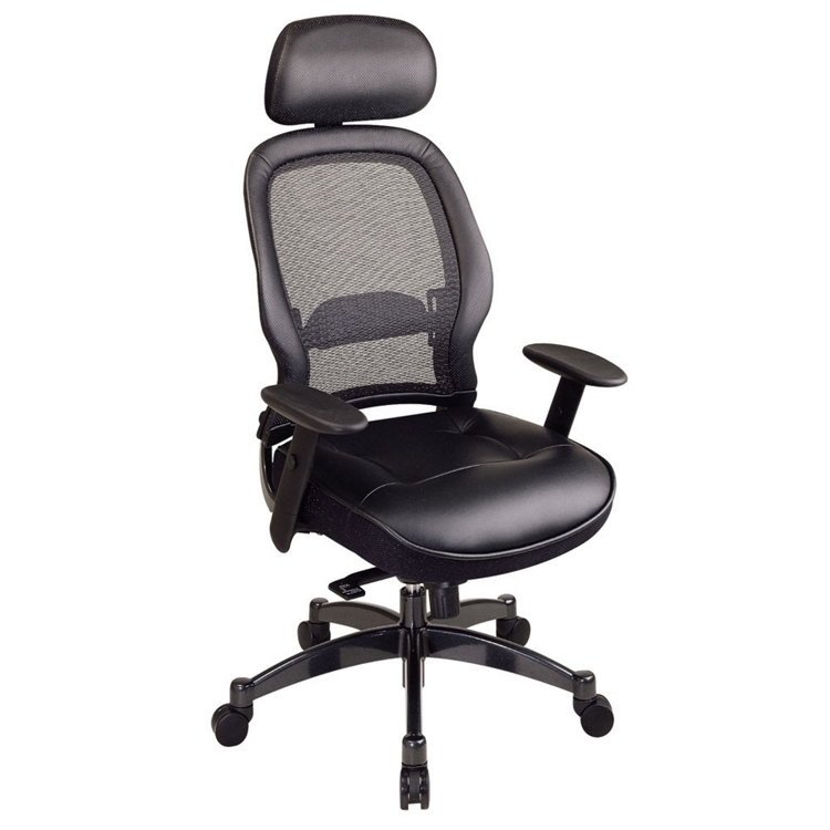 Leather Like Seat Ergonomic Office Chair Black Mesh Task Seating