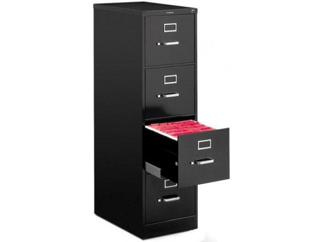 Light Gray Vertical File Cabinet with Thumb Latches, Industrial Metal Office Storage