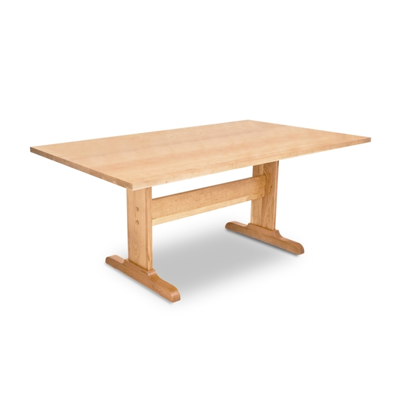 Light Wood Scandinavian Dining Table with Trestle Base