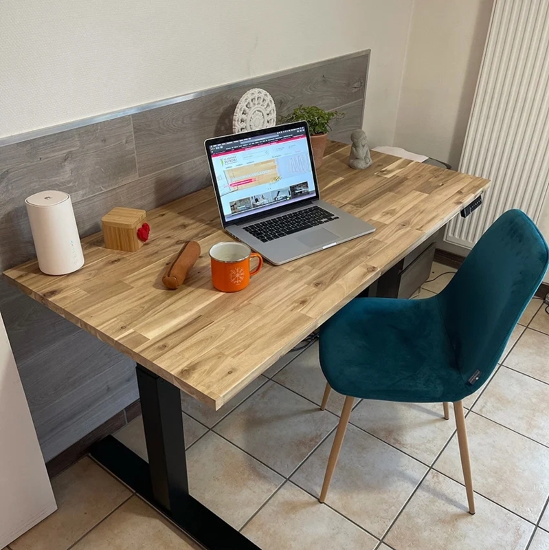 Live Edge Standing Desk Thick Slab Top Motorized Base T-Frame Legs