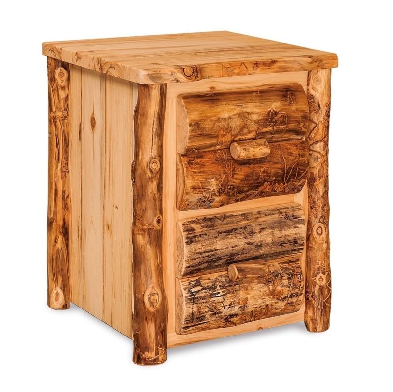 Log Cabin Home Office Decor, Rustic 2-Drawer File Cabinet with Posts