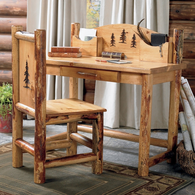 Log Desk Set Log Construction Log Drawer Pulls Cabin Office