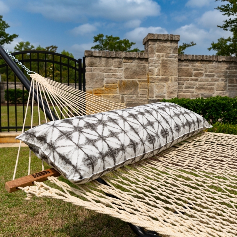 Long Pillow with Ties, Sage Green Botanical Pattern for Outdoor Headrest