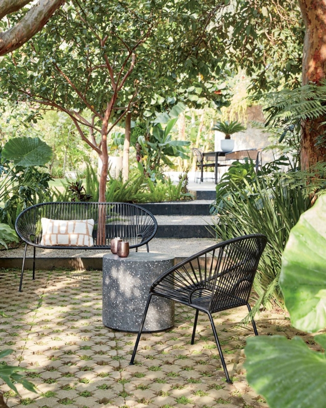 Lounge Chair: Airy Contemporary Radial String Weave Scoop Seat