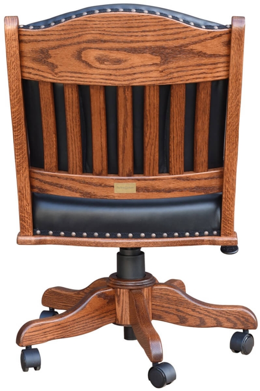 Low Back Office Chair Wood Frame Leather-Like Transitional Desk Seating