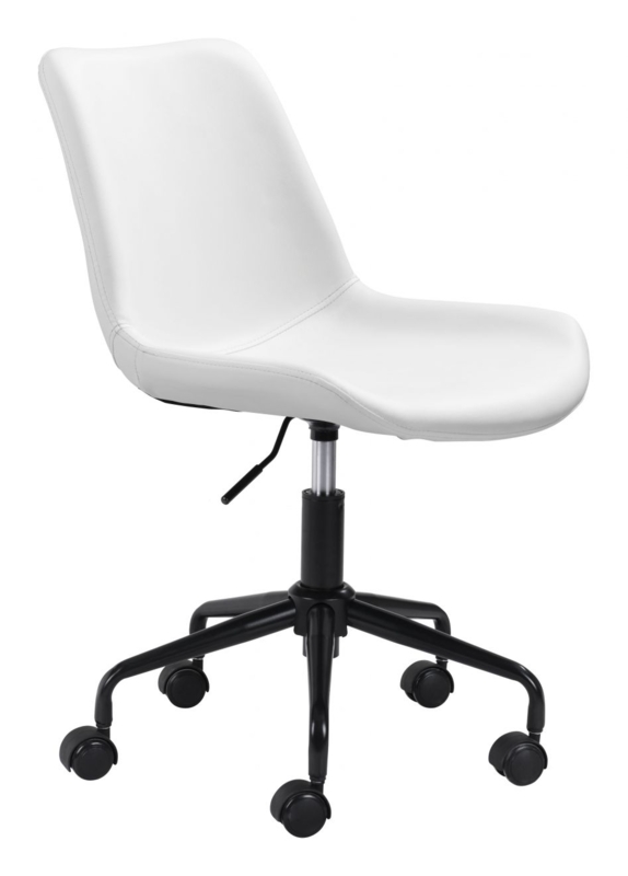 Low Profile Office Chair Ribbed Upholstery Polished Chrome White