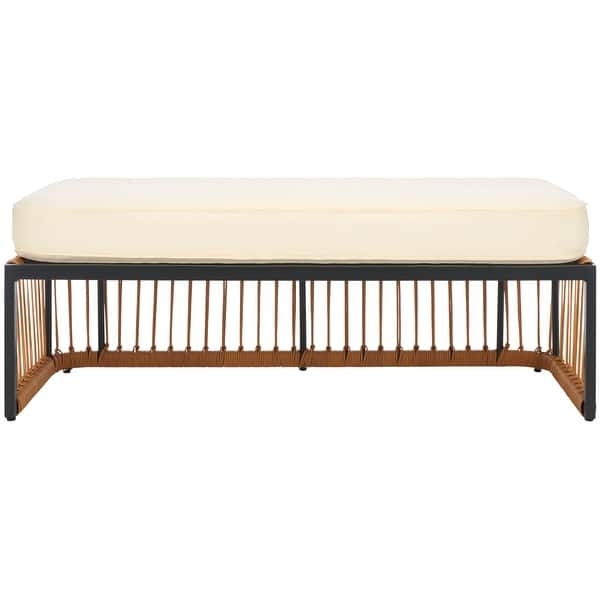 Low Profile Outdoor Bench Woven Seat Coastal Style