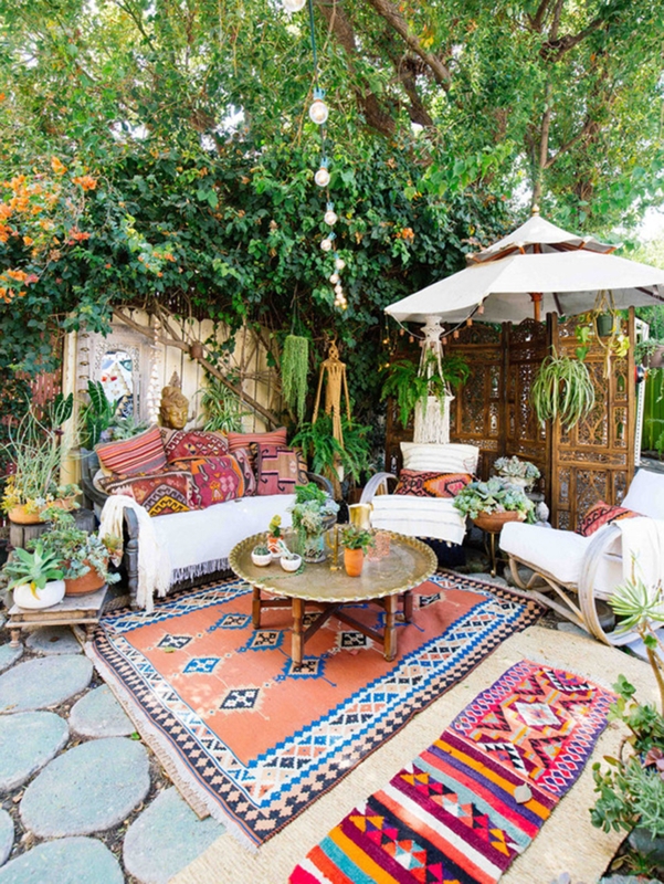 Low Profile Outdoor Sofa Integrated Side Table Terracotta Accents