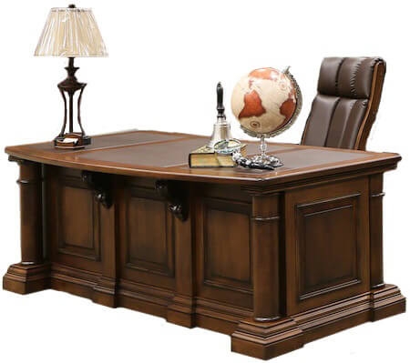 Luxury Executive Desk with Inset Panels and Ornate Molding