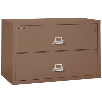 Luxury Two Drawer File Cabinet with Linen Texture and Ring Pulls