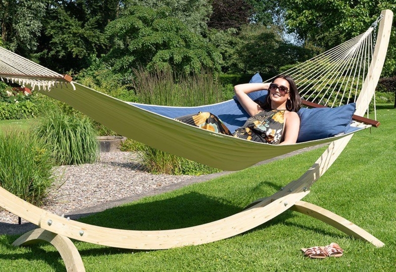 Macrame Fringe Hammock Cream Spreader Bar Boho Poolside Lounge Setup