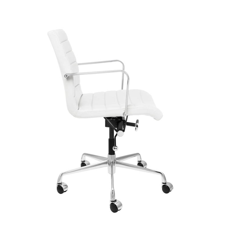 Management Office Chair Polished Chrome Frame Ribbed Back White