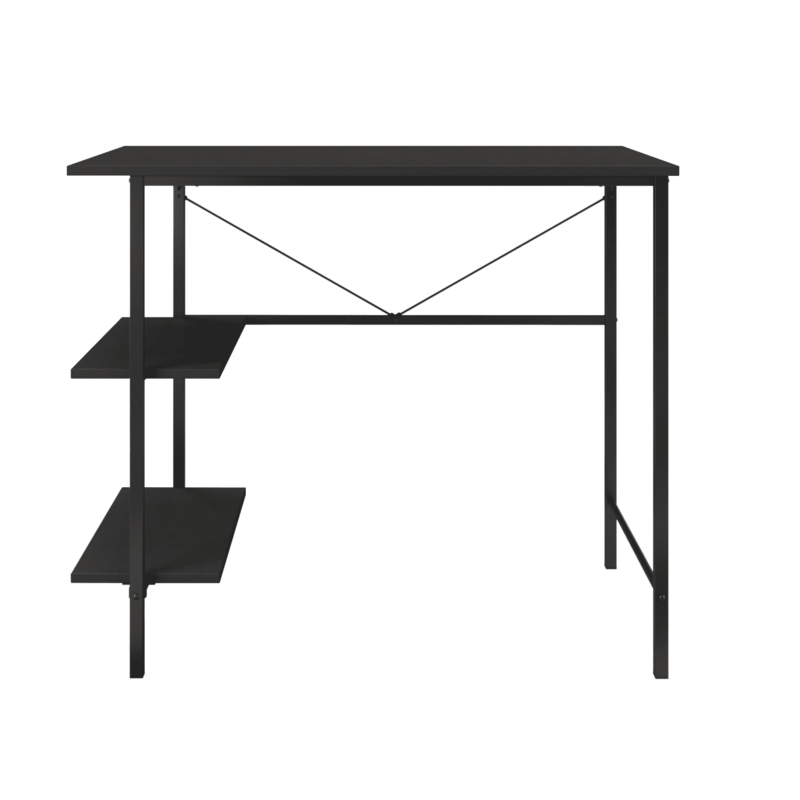 Matte Black Writing Desk with Integrated Side Shelving
