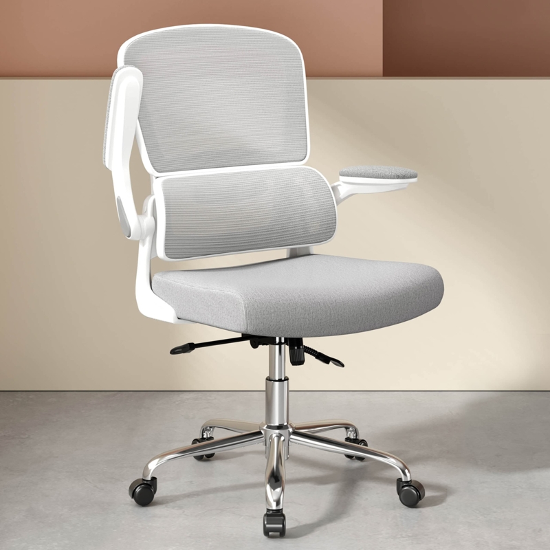 Matte Finish Office Chair with Grey Fine Mesh Back & Flip-Up Armrests