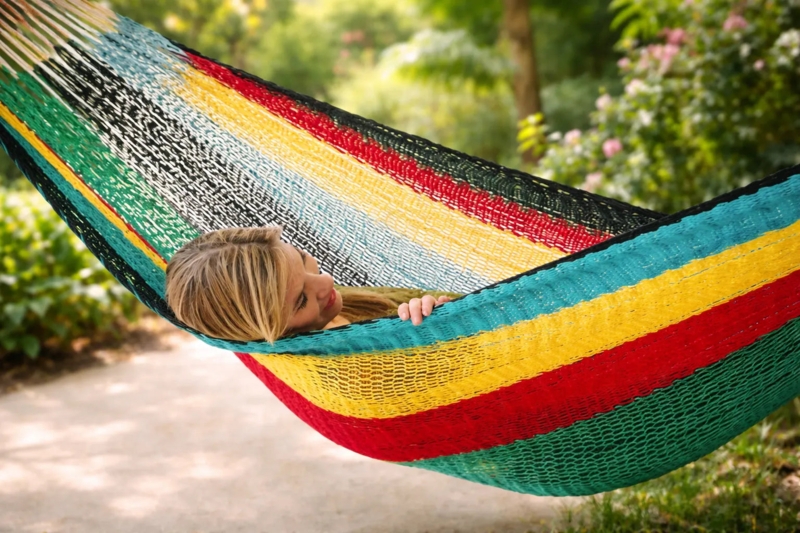 Mayan Style Hammock with Thick Cord Diamond Weave