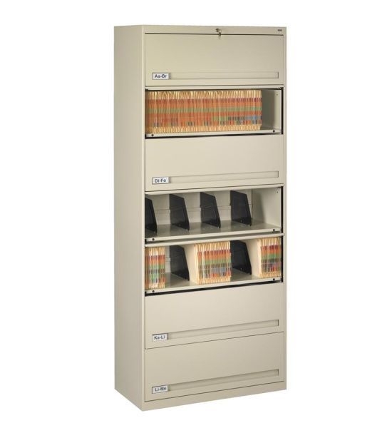 Medical Filing Cabinet Grey Retractable Doors Seven Tier Design