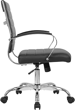 Mid-Back Desk Chair Integrated Armrests Ribbed Surface Polished