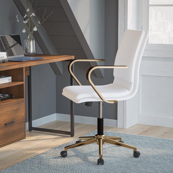 Mid-Back Executive Chair Black Horizontal Stitching Brushed Base