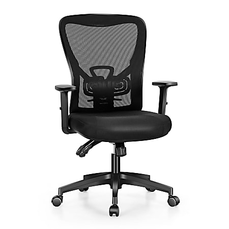 Mid-Back Office Chair in Woven Fabric with Integrated Lumbar Support