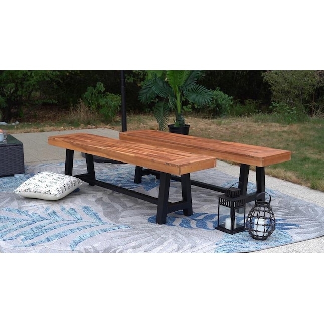 Mid-Century Modern Bench. Backless, tapered angled legs, slatted seat.
