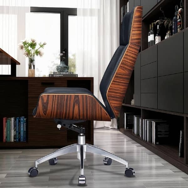 Mid-Century Modern Bentwood Office Chair with Chrome Base