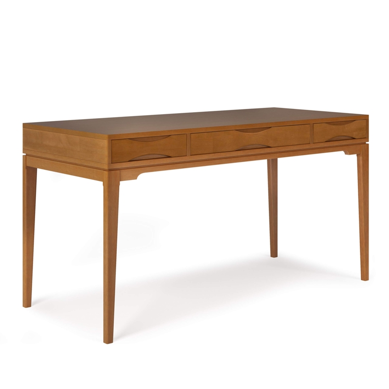 Mid-Century Modern Writing Desk in Light Golden Brown Finish