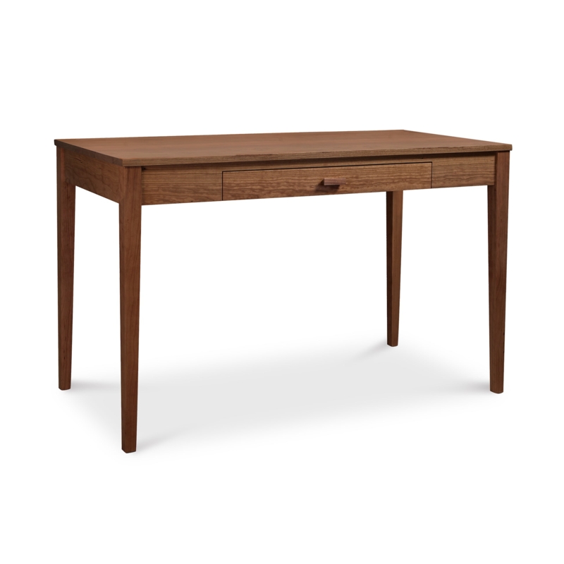 Mid-Century Modern Writing Desk with Circular Knobs, Wood Grain
