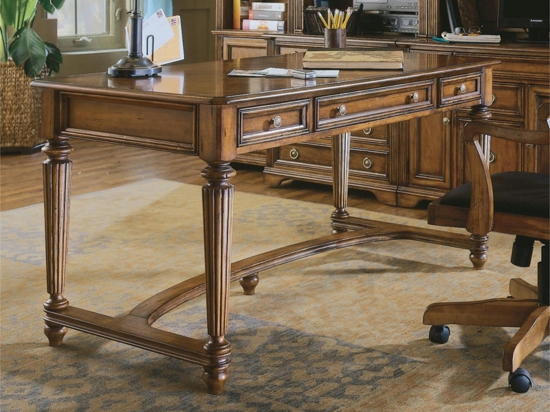 Mid-Century Modern Writing Desk with Three Drawers and Tapered Legs