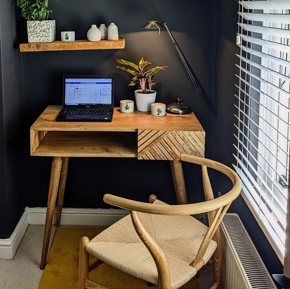 Mid-Century Scandinavian Desk with Parquet Drawer Fronts