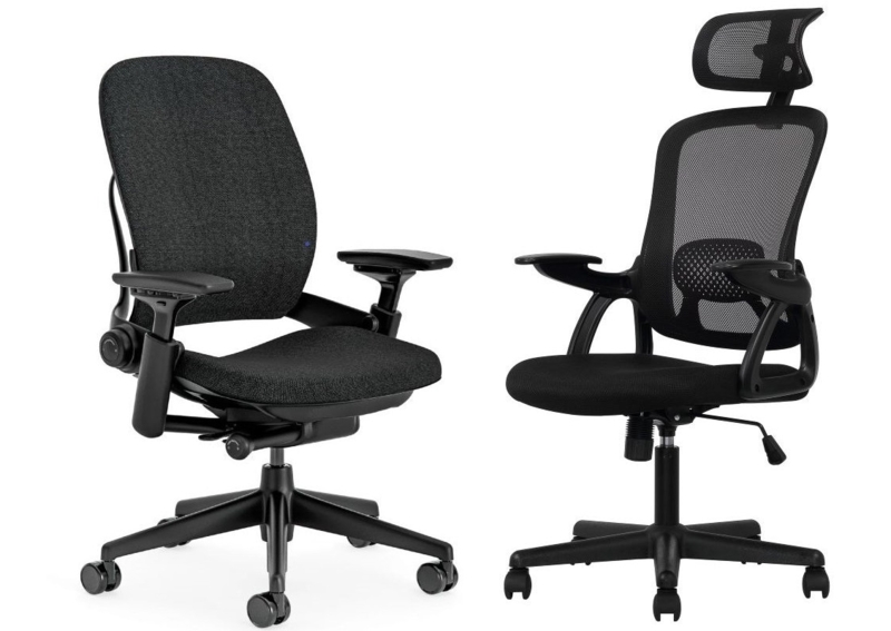 Minimalist Black Mesh Office Chair Adjustable Headrest Home Setup