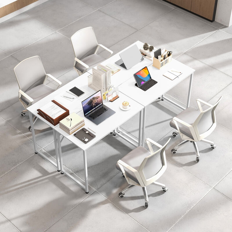 Minimalist Computer Desk featuring Glass Top and X-Frame Bracing