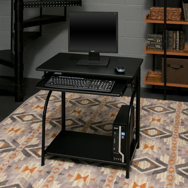 Minimalist Computer Desk with CPU Storage Shelf, Small Space Home Office