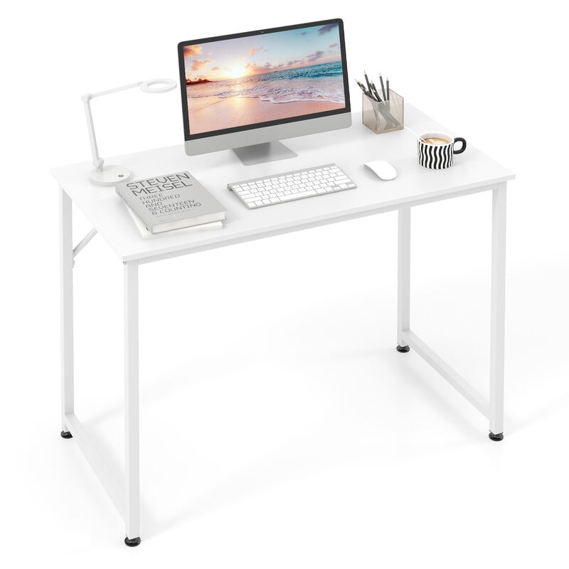 Minimalist Computer Desk with Metal X-Brace Frame and Compact Layout