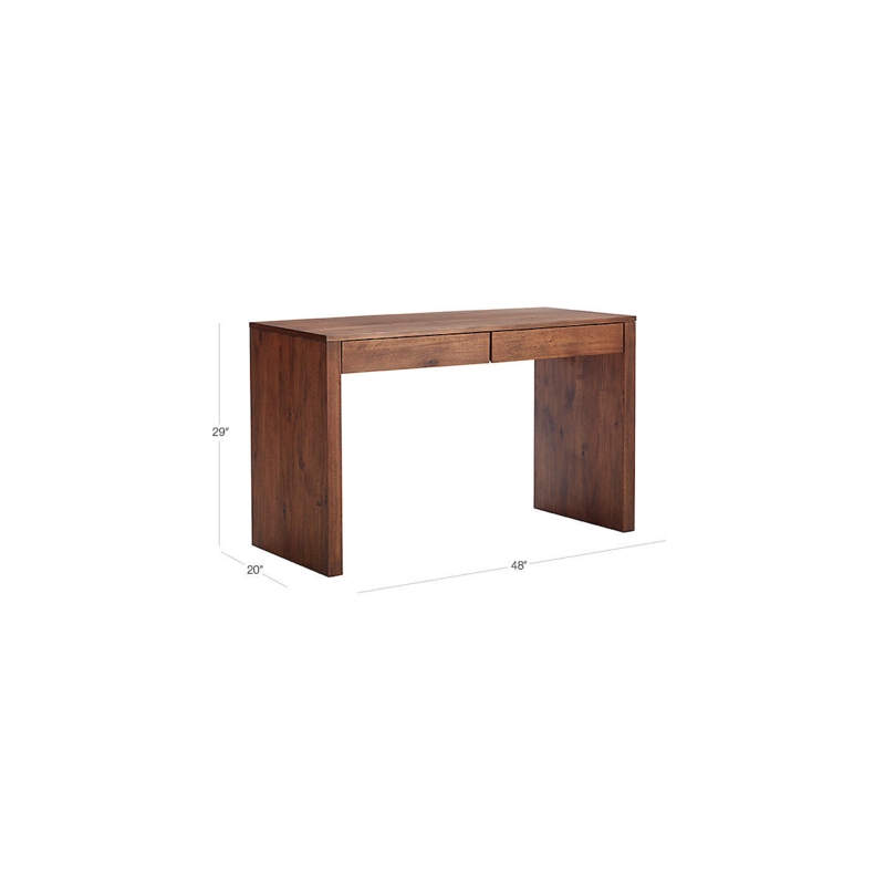 Minimalist Desk Slab Legs Slim Profile Integrated Pulls Two Drawers