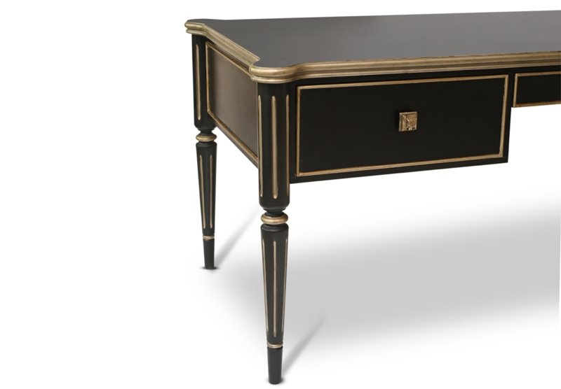 Minimalist Desk with Thick Desktop and Monolithic Block Pedestal Legs