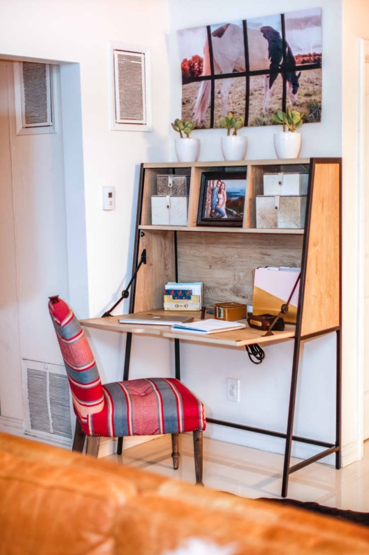 Minimalist Leaning Secretary Desk with Drop-Down Door