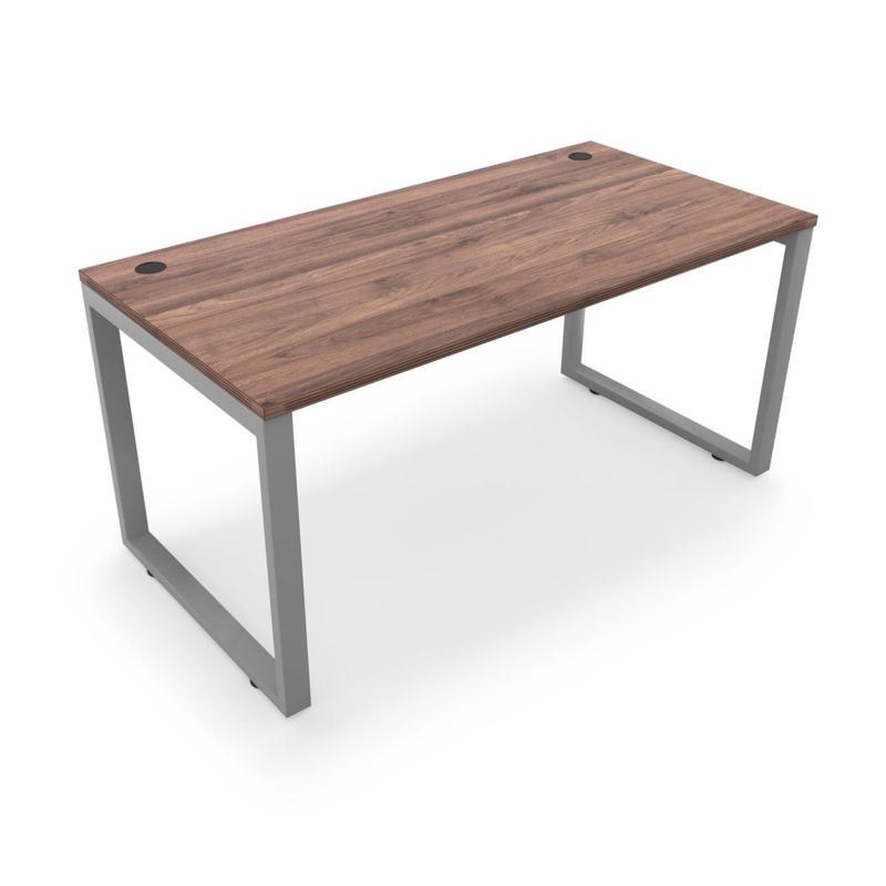 Minimalist Loop Leg Office Desk, Black O-Frame Base, Wood Laminate Top